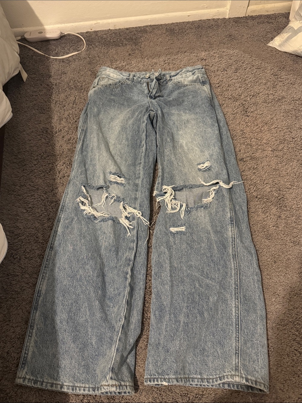 PacSun Light Blue Distressed Wide-Leg Jeans